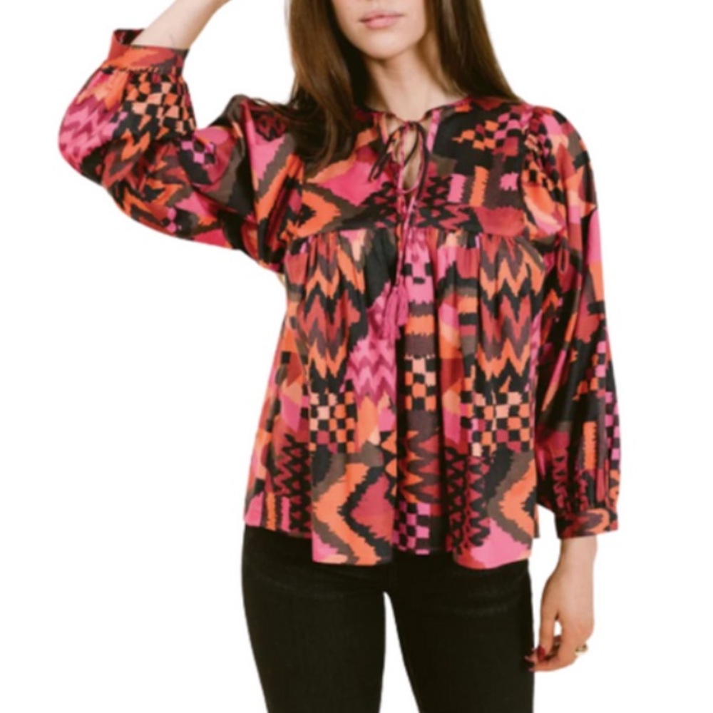 Laroque Nell Blouse - Pink Patchwork Top - image 1